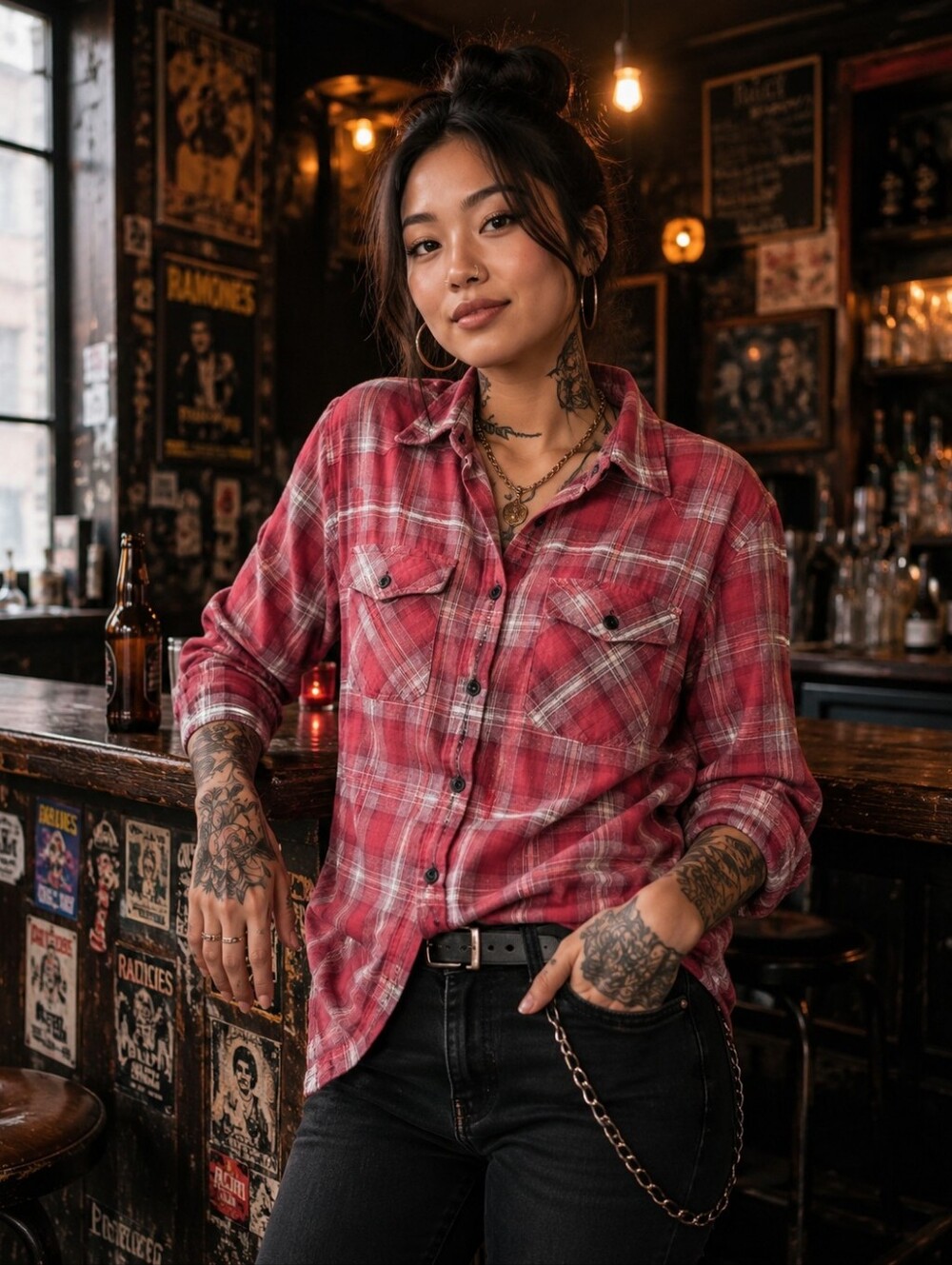 Wild Fable red plaid oversized long sleeve button down flannel shirt womens XXS